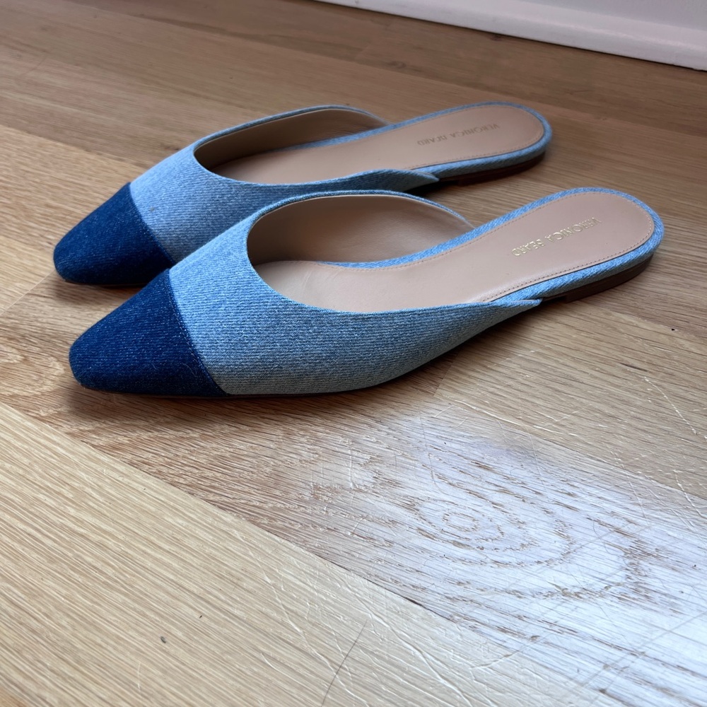 Veronica Beard Carlotta Mules denim Blue Gradient Slip-On Flats